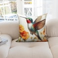 thumbnail image 4 of Watercolor Bird Throw Pillow Covers 18x18 Set of 2,Spring Hummingbird Flowers Pillowcases for Sofa Couch Living Room, 4 of 6