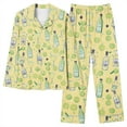 thumbnail image 7 of successthop Womens Cocktail Pajamas Long Sleeve Lapel Button Down Nightwear and Pj Pant Print Sleepwear with Pockets S, 7 of 7