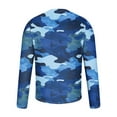 thumbnail image 4 of Jinhomg Mens Camouflage Shirts Big and Tall Comfy Long Sleeve Crew Neck Blouses Slim Fit Spring Outdoor Athletic Tops Sportswear 2025 Saving Blue XL, 4 of 6