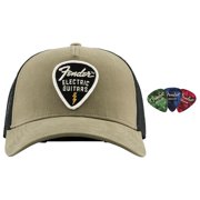 Fender Snap-Back Pick Patch Hat - Olive Bundle with Picks