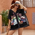 thumbnail image 2 of Watercolor Wine Glasses And Bottles Decorated with Delicious Food Women's Swimsuit Coverup Summer Beach Cover Up Bathing Suit Dress, 2 of 6