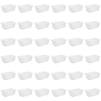 Sterilite Small Storage Bin, 6 Quart Clear Plastic Storage Container with Snap-On Lid, White, Pack of 36