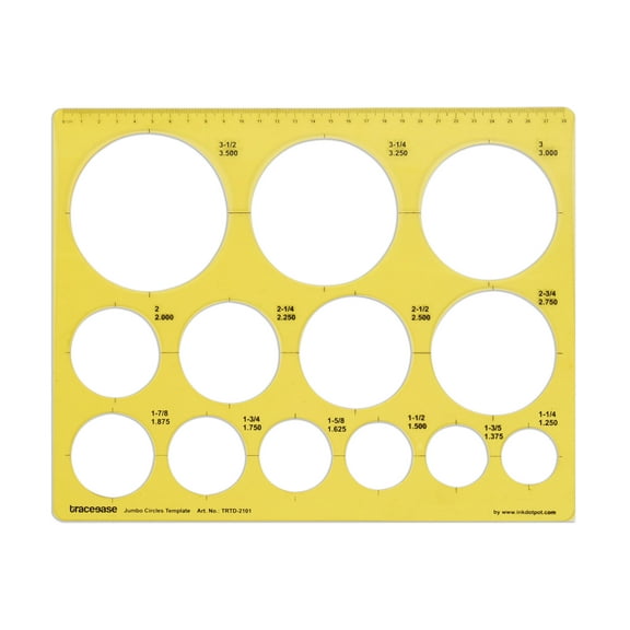 Traceease Geometric Drafting Jumbo Circle Template Drawing Stencil, Designing Template Measuring Ruler