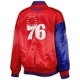thumbnail image 3 of Women's Starter Royal/Red Philadelphia 76ers Split Colorblock Satin Full-Snap Varsity Jacket, 3 of 3