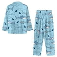 thumbnail image 4 of SCRAWLGOD Shark Print Blue 2Pcs Mens Pajamas Set Soft Notched Collar Pajamas for Men, Lightweight Anti-Wrinkle Long Sleeve Mens Sleepwear with Pockets & Elastic Band, XS, 4 of 6