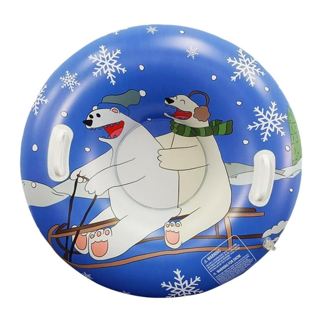 Tubo de nieve inflable, trineo inflable, resistente al frío, tubo de esquí de dibujos animados, con asas, juguete de trineo de nieve de invierno para