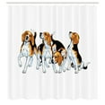 thumbnail image 2 of Ambesonne Beagle Shower Curtain, 4 Beagle Hounds Play, 69"Wx75"L, Brown White and Black, 2 of 4