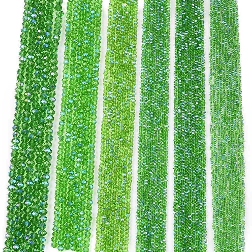 Electroplate Glass Beads Strands Half Rainbow Plated Faceted Rondelle Medium Sea Green 8x6mm Hole: 1mm 64~65pcs/strand 40~41cm