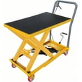 thumbnail image 1 of Hydraulic Lift Table Cart 500 lbs Capacity 28.5 In Single Scissor Lift Table with Non-Slip Pad and Locking Wheels for Material Handling Yellow, 1 of 8