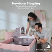 Pamo Babe 4-in-1 Baby Playard with Bassinet & Changing Table for Newborn,4-Panels Playpen