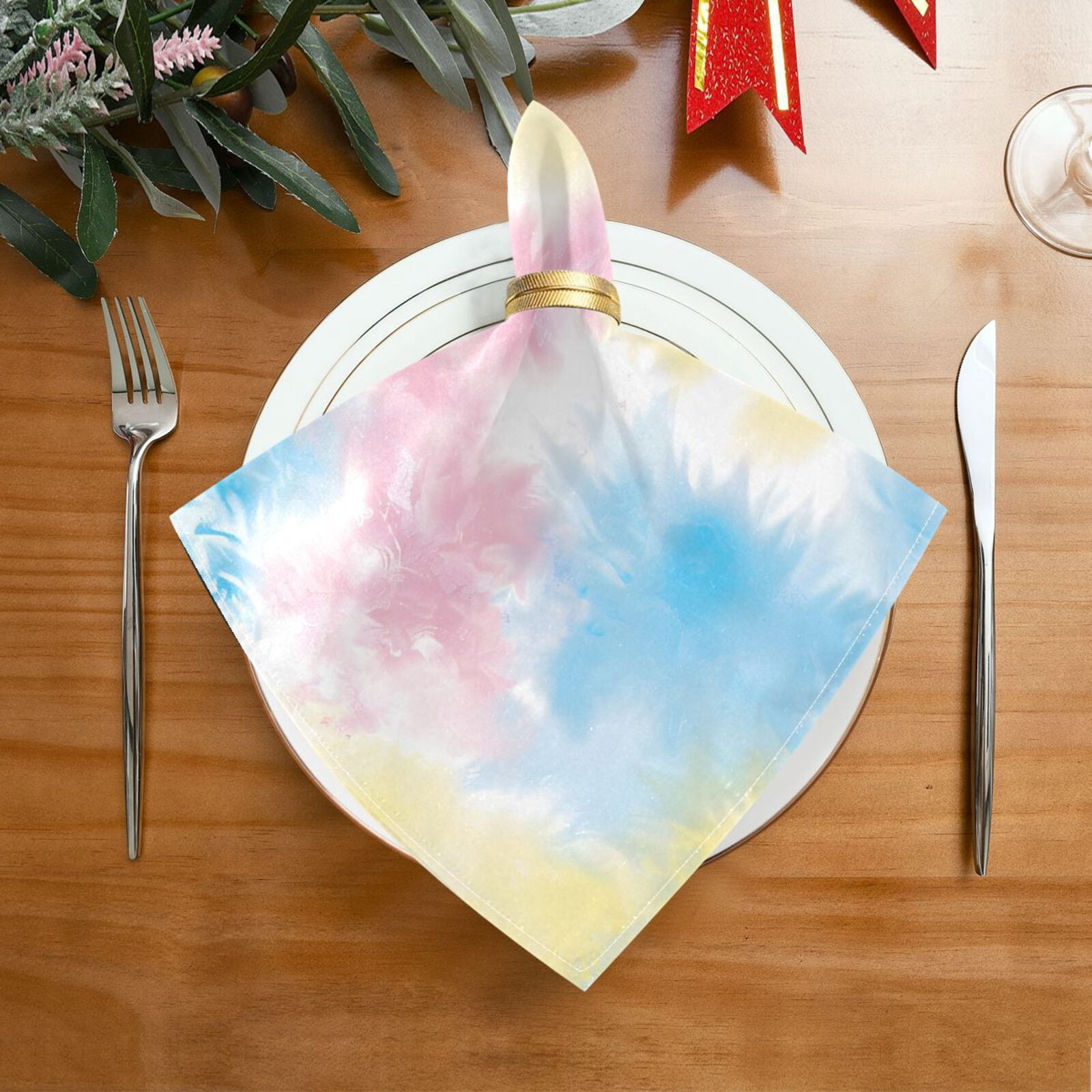JSTEL Gradient Tie Dye Cloth Napkins Set of 6, 20x20 Inch Washable and Reusable Napkin for Decoupage Dinner Party Everyday Use