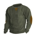 thumbnail image 2 of Mens Casual Corduroy Sweater with Unique Triangular Applique and Round Reinforced Elbow Patches Army Green M, 2 of 7