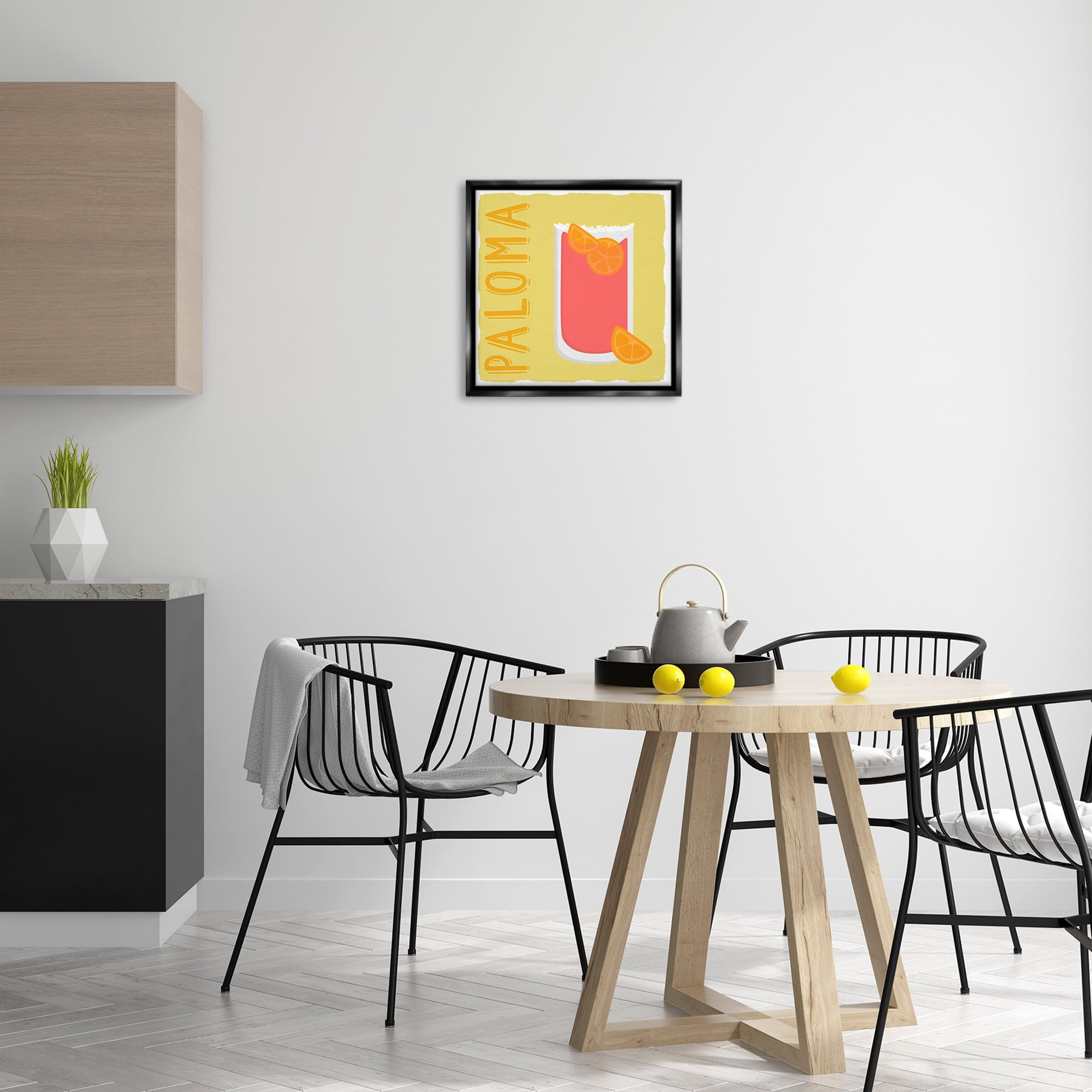 Stupell Industries Paloma Cocktail Drink Food & Beverage Painting Black Floater Framed Canvas Art Print Wall Art, 18 x 18