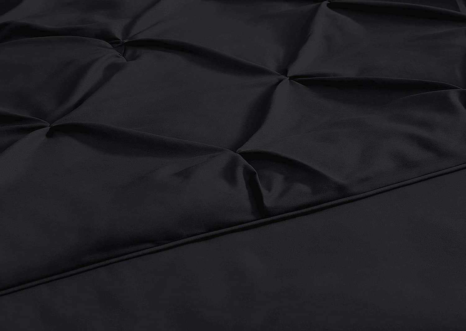 Chezmoi Collection Sydney 7-Piece Pinch Pleat Comforter Set, Lightweight Pintuck Bedding for All Season, Extra Wide King, Black