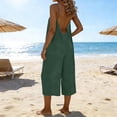 thumbnail image 5 of Womens Backless Capri Overalls Adjustable Spaghetti Straps Wide Leg Rompers Pleated Casual Loose Fit Sleeveless Capris Jumpsuits, 5 of 6