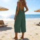 thumbnail image 1 of TaTaai Women's Summer Casual Solid Adjustable Spaghetti Strap Backless Jumpsuit with Pockets 7/8 Length Loose Fashion Romper Gift, 1 of 6