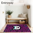 thumbnail image 3 of ODIKA 8'x10' Machine Washable Non-Slip Area Rug, Cheerful Cat and Starburst Hearts with Interlocking Swirls High Traffic Rug with Pad, Black, 726738, 3 of 8