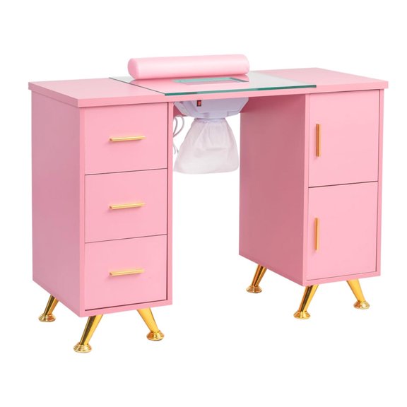 Mesa de manicura VANLIG Estación de Mesa de uñas con colector de Polvo eléctrico Rosa