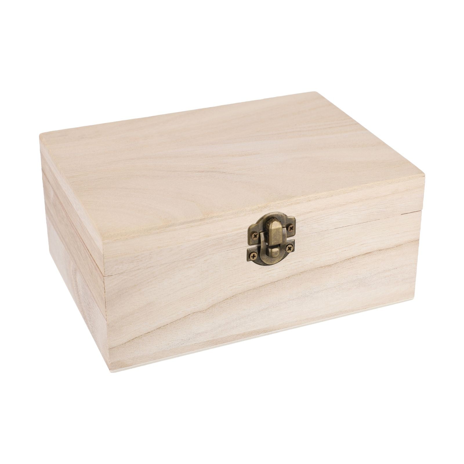 SOFEIYA Plain Wood Wooden Square Hinged Storage Boxes Craft Box