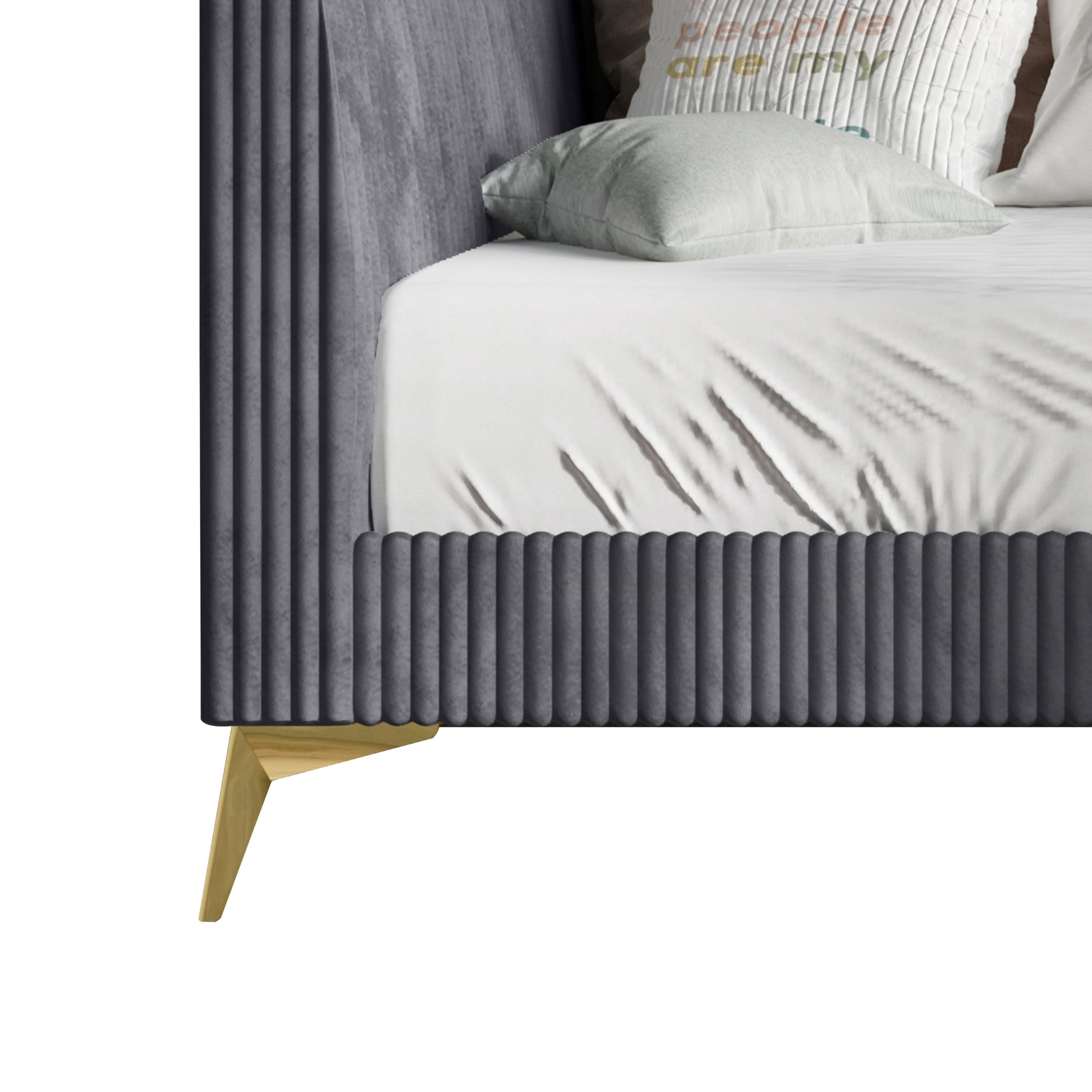 Home Design Elsie Twin Daybed with Corduroy Velvet Upholstery, Vertically Stitched Tufting, Stylish and Versatile Seating or Sleeping Solution, Gray