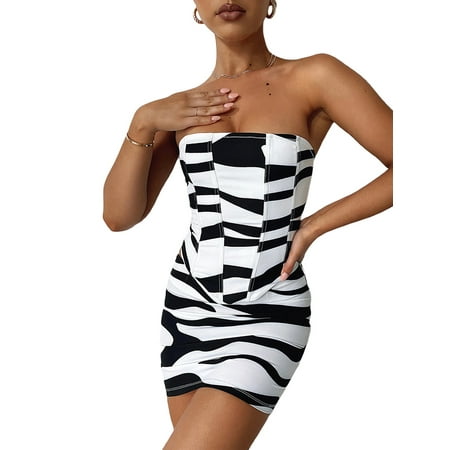 

Ma&Baby Women Striped Off Shoulder Corset Tanks and Short Skirt Set Two-Piece