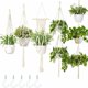 thumbnail image 1 of Paquete de 5 macetas colgantes de macramé NQ para plantas de interior 5 ganchos Estante decorativo, 1 of 5