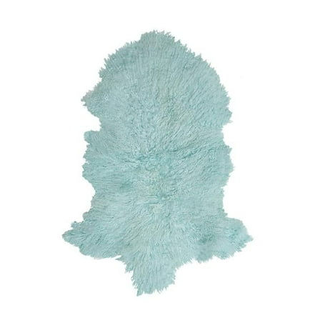 BS Trading Rug H-TIB-04-H No.04 Tibetan Whole Hide Pelt, Light Teal