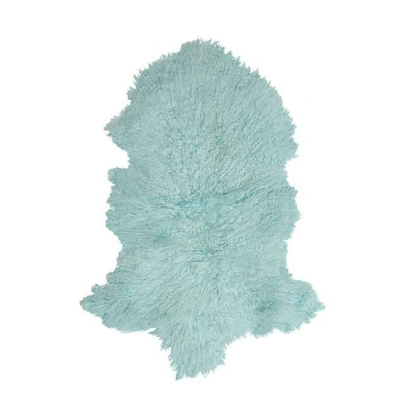 BS Trading Rug H-TIB-04-H No.04 Tibetan Whole Hide Pelt, Light Teal