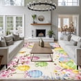 thumbnail image 4 of Easter Grey Bunny Area Rug 6x9 Washable Rug Non Slip Spring Vintage Colorful Eggs Flower Large Area Rug Soft Stainresistant Indoor Floor Carpet for Living Room Bedroom Home Office Dining Room Nursery, 4 of 8