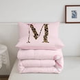 thumbnail image 5 of meiyoeat Fashion Cheetah Monogram M Print King Size Comforter Sets,Cute Bowknot Comforters King Size For Girl,Pink Reversible,3-Piece,1 Comforter And 2 Pillowcases, 5 of 7