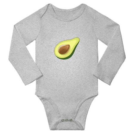 

Avocado Fruit Funny Baby Long Sleeve Romper Boy Girl Unisex (Gray 6M)