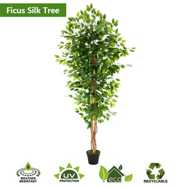 6FT Artificial Banyan Tree with 1260 Leaves, Lifelike Indoor/Outdoor Decoration for Home and Garden