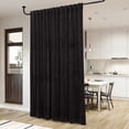 thumbnail image 2 of ZXNYH Black Velvet Curtains 84 inches Long - Thermal Insulated Sliding Door Curtains Privacy Separating Wall Divider Partition for Apartment/Home Office, Black, W100 x L84 inches, 1 Panel, 2 of 8
