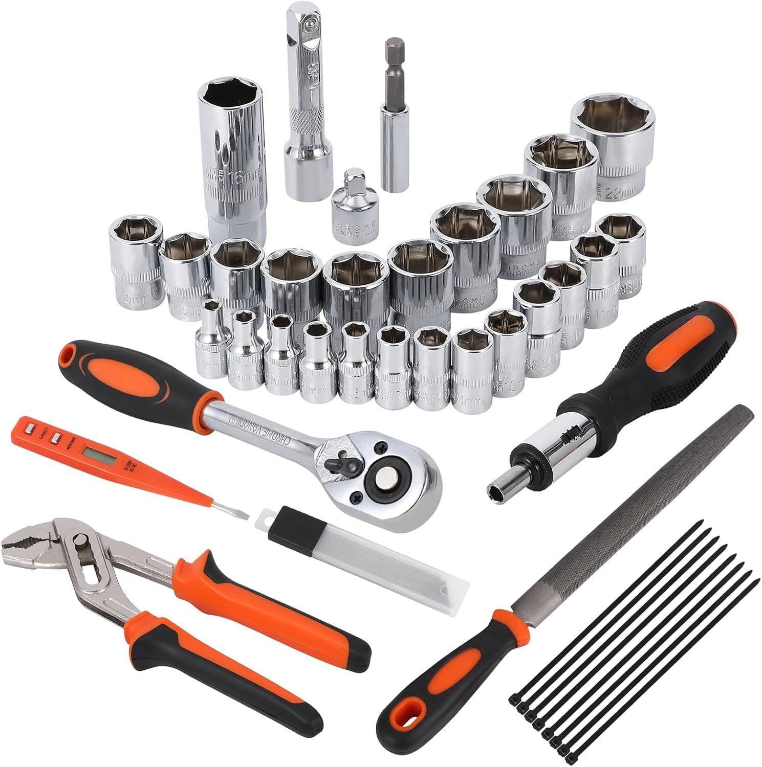 AOILE 236 Piece Socket Wrench Auto Repair Tool Combination Package Mixed Tool Set General Household Hand Tool Kit with Plastic Toolbox Storage Case