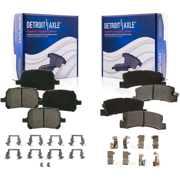 Detroit Axle - Brake Pads for Toyota Camry Solara Lexus ES300 RX300 Front and Rear Ceramic Brakes Pads Hardware Included