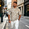 thumbnail image 4 of UDAUDU Men's Short Sleeve Hoodie Camo Breathable Lightweight Short Sleeve Hooded Athletic Fall Trendy Sweatshirt Khaki S, 4 of 8