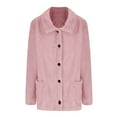 thumbnail image 6 of Htigea Clearance Womens Winter Sherpa Fleece Button Jacket Coat Loose Long Sleeve Outwear Fall Savings Pink,L, 6 of 6