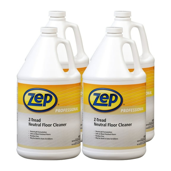 Zep Professional Z-Tread Neautral Floor Cleaner - 1 Gal (Case of 4) - 1040452 - Ideal for Most Finishhed Floors, Residue-Free, Low Foam, Neutral pH Formulation to Get Your Floors Cleaner Than Before