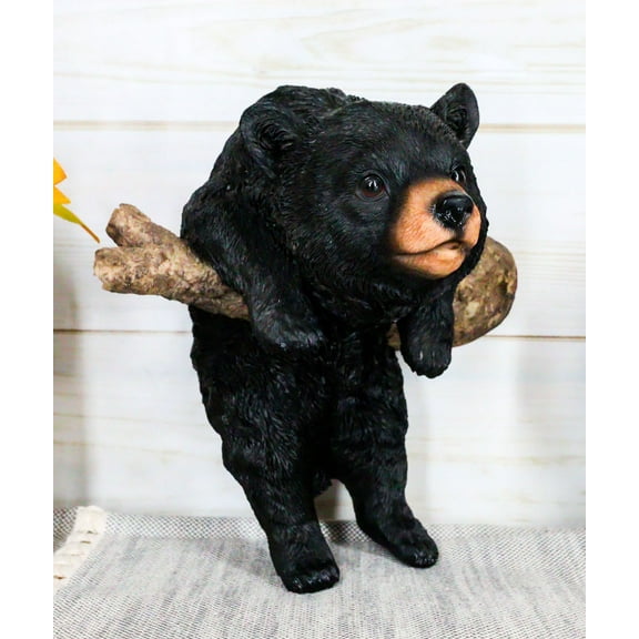Rustic Western Forest Black Bear Cub Frolic Dangling On Tree Branch Wall Decor