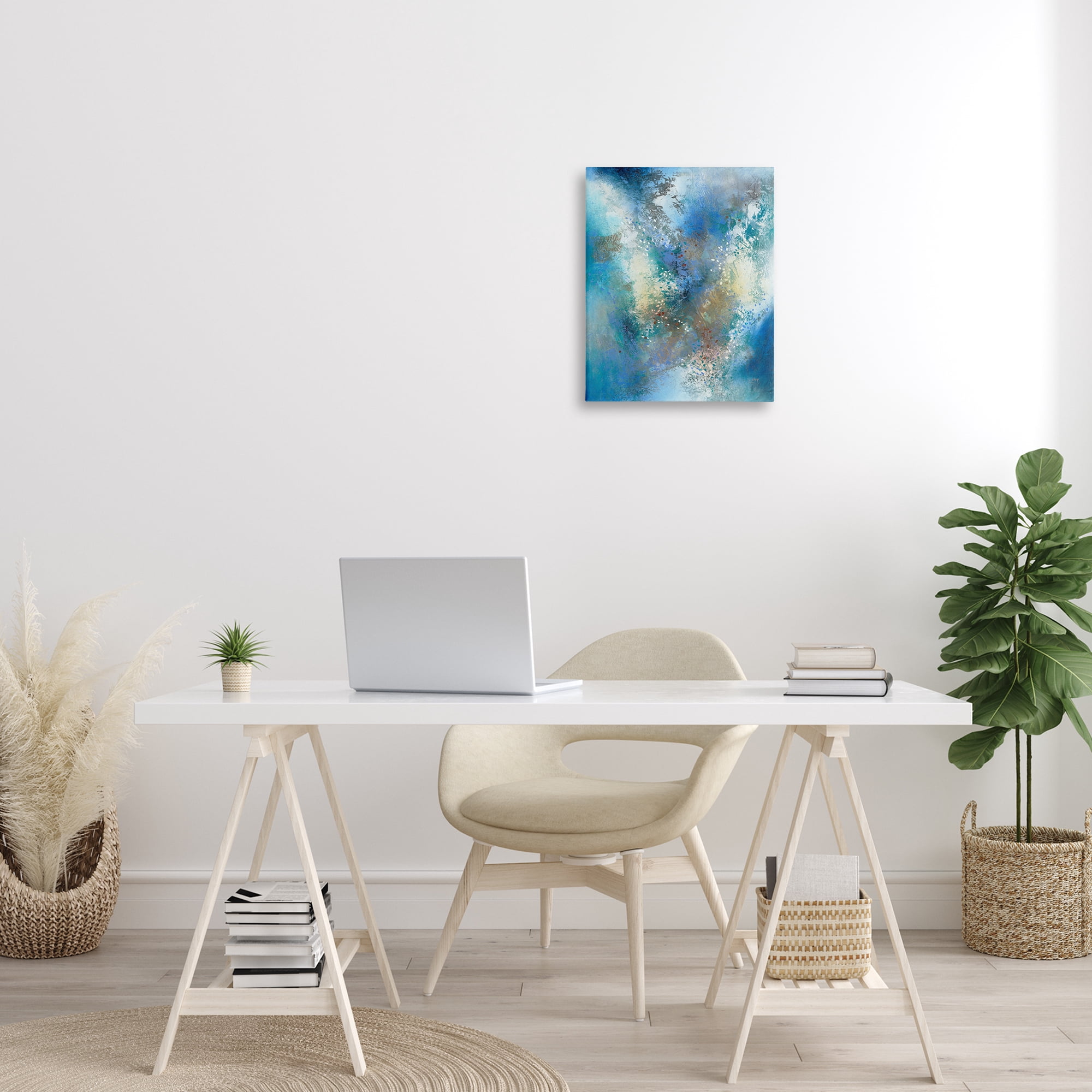 Stupell Industries Fluid Blue Abstraction Abstract Painting Gallery Wrapped Canvas Art Print Wall Art, 16 x 20