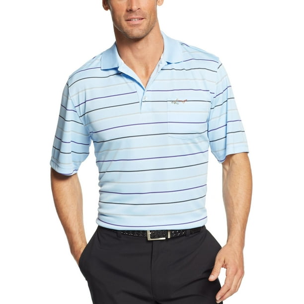 GREG NORMAN Performance Golf Polo Shirt Blue Belle MultiStriped Play