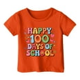 thumbnail image 3 of WEIYLL T-Shirts pour Fille Lettre 100 Jours d'École Col Rond Manches Courtes Été Décontracté Orange Hauts de Sortie 3-4 Ans, 3 of 4