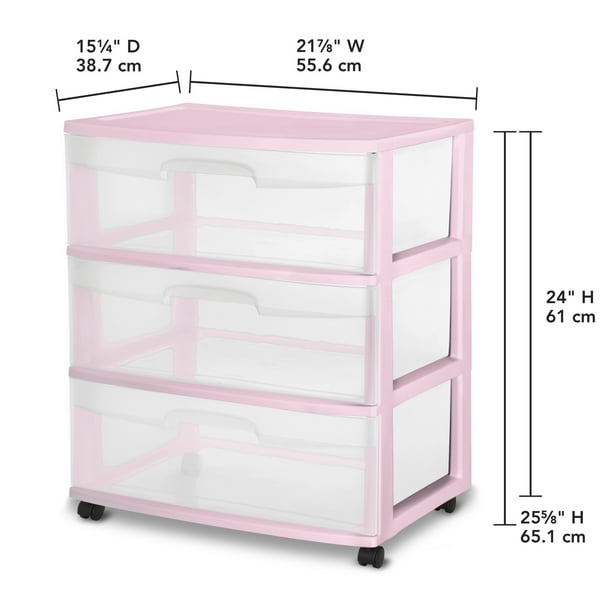 Sterilite Wide 3 Drawer Cart, Pink - Walmart.ca