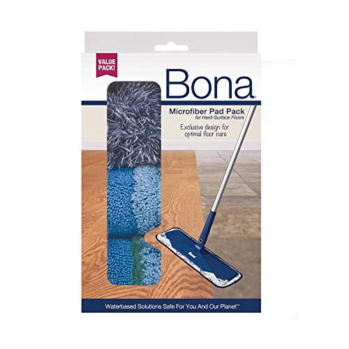 Bona Tampons de Nettoyage en Microfibre pour Planchers Multi-Surfaces, Lot de 3