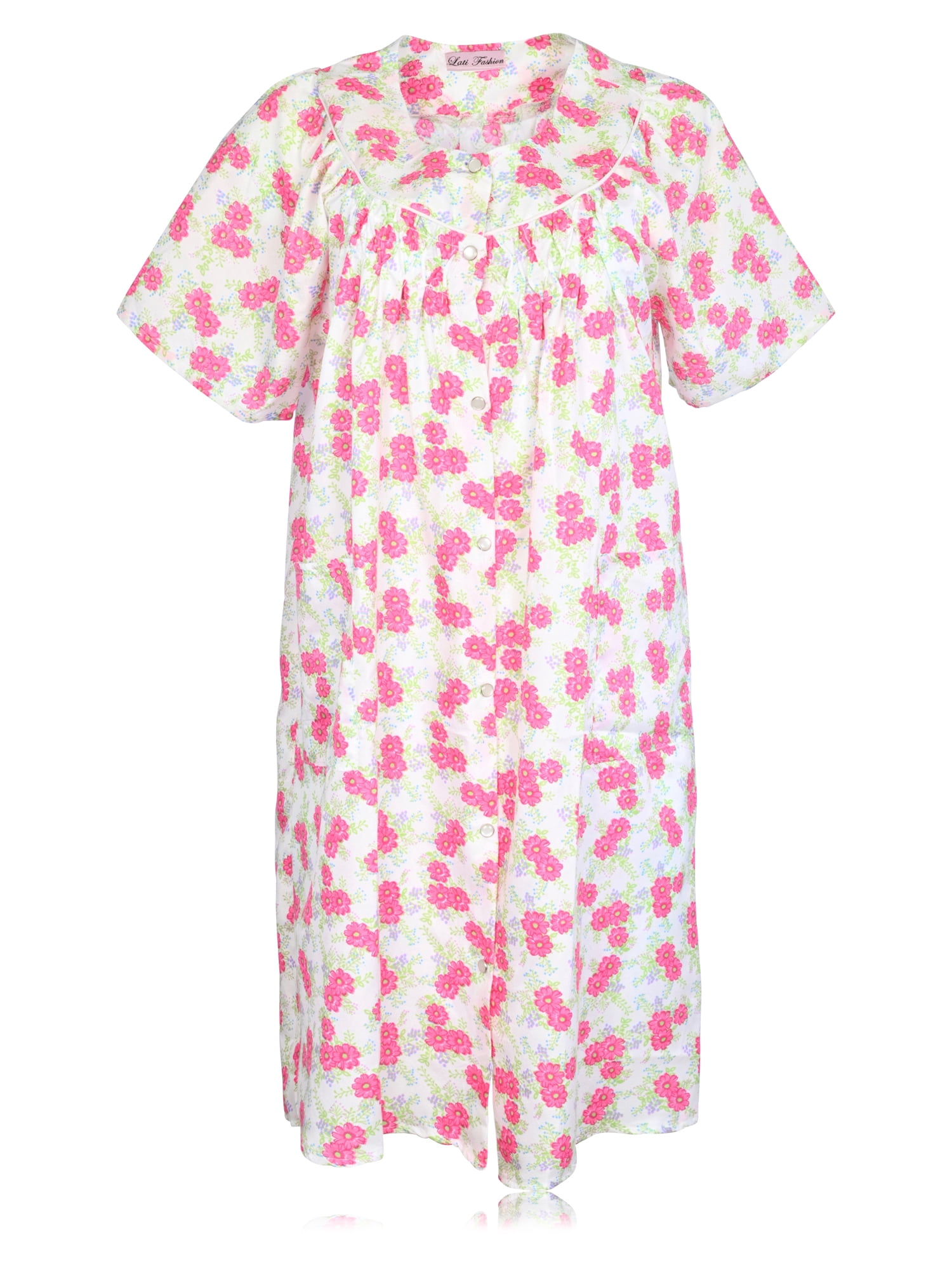 House Dresses for Women with Pockets - Lightweight Breathable Short Sleeve Muumuu & Nightgowns - Snap Front Housecoat and Dusters for Women