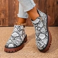 thumbnail image 2 of Womens Fall Ankle Boots Waterproof Retro Snakeskin Print Leather Lug Sole Chunky Heel Double Zipper Business Casual Shoes Loafers, 2 of 7