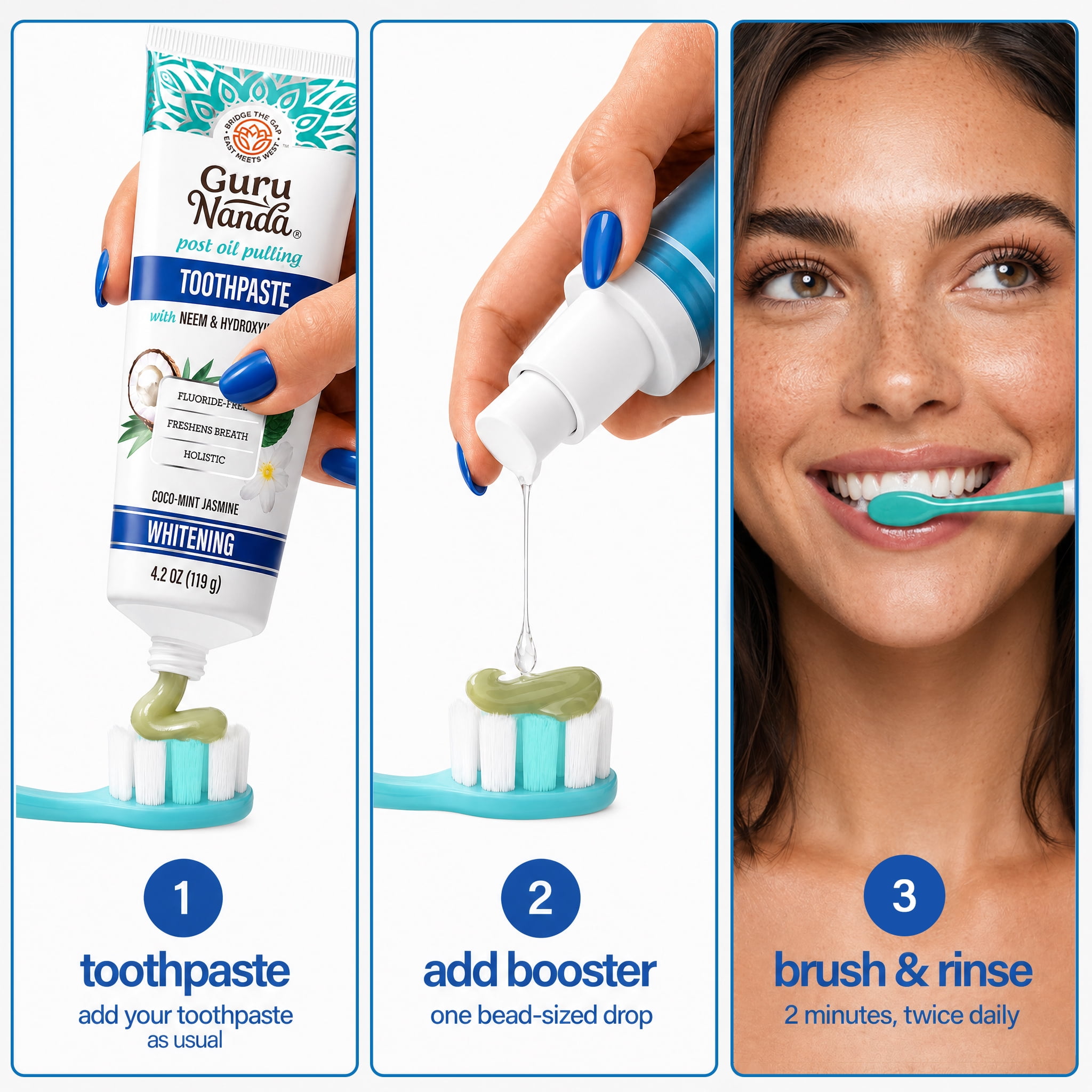 (2 pack) GuruNanda Whitening Toothpaste Booster Serum Enhancer, 1 fl oz