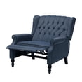 thumbnail image 3 of Comfy Upholstered Accent Reclining Chairs, Fabric Recliner Chair, Lounge Armchair, Push Back Single Sofa Chair with Foldable Footrest & Wood Legs, for Living Room, Bedroom, Navy Blue, 3 of 9