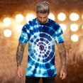thumbnail image 2 of FINALGANG Mens Short Sleeve Tie Dye TShirts Spiral Pattern Casual Crewneck Loose Fit Tees For Summer Festival Beach Party Daily Wear Blue XXL, 2 of 5