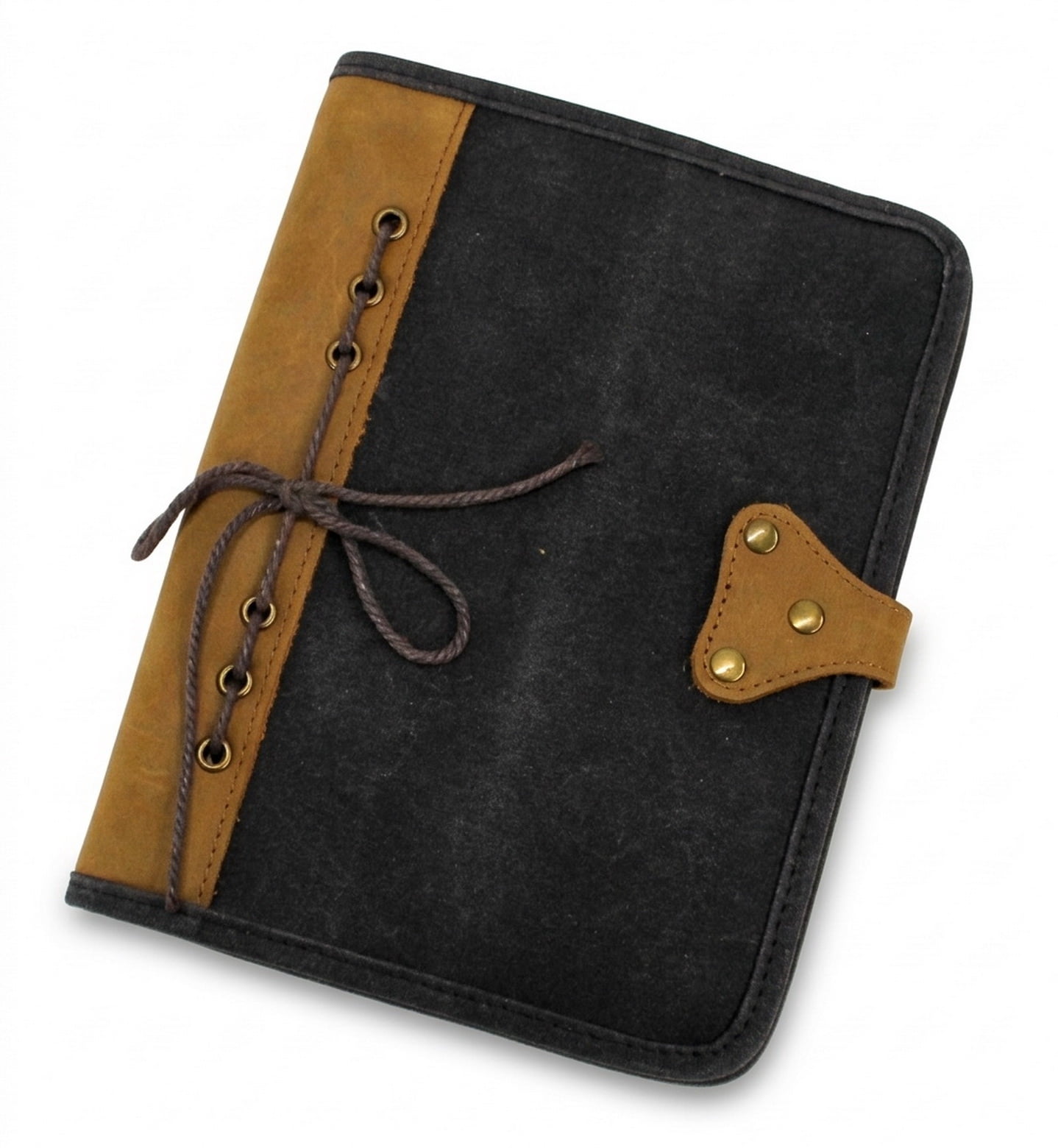 Vagarant Traveler Vintage Leather and Waxed Canvas Combination Journal B249.GRY